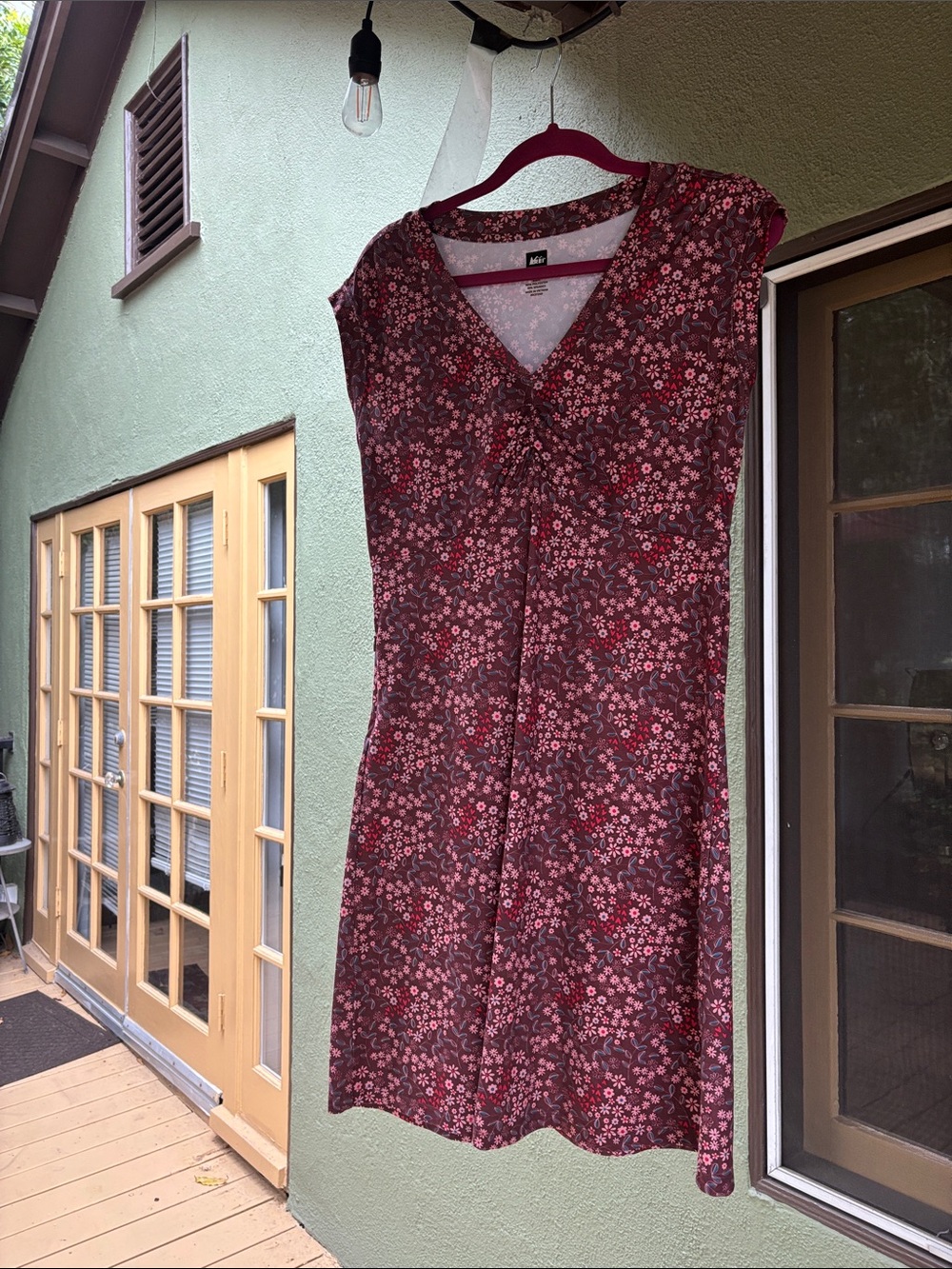 REI Women’s Floral V-Neck Dress in Burgundy